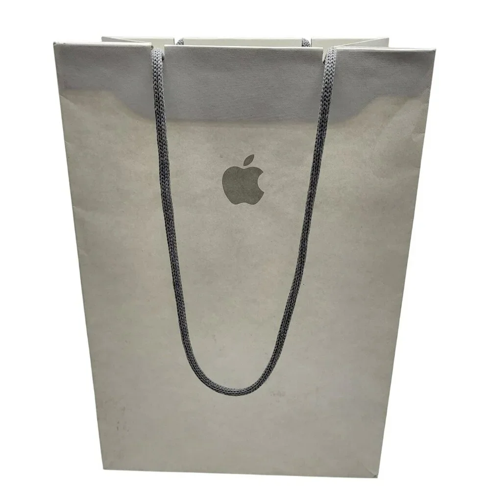 Apple Store Shopping Bag Gift Bag 11X8X5 White Grey Paper Reusable